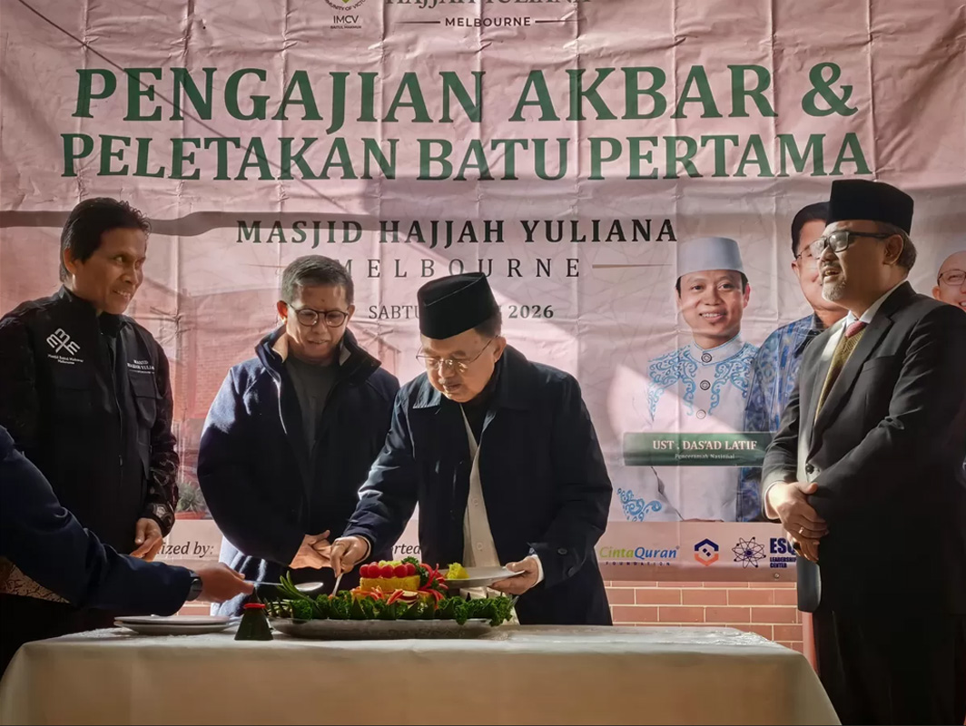 JK Resmikan Pembangunan Masjid Hajjah Yuliana di Melbourne, Dorong Keseimbangan Ibadah dan Penguasaan Sains